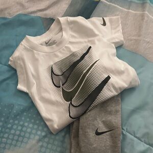 Nike Kids White and Black Graphic Tee